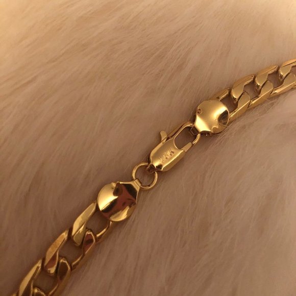 18KGP CURB CHAIN 8MM! UNISEX - Picture 2 of 2